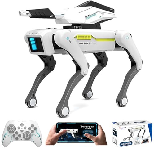 Teeggi 8006 Robot hund, fjärrstyrd leksak för barn 3–12 år, intelligent robothund stöder appkontroll, kan programmeras brandsläckarvattenkastare, dans, musik och interagera