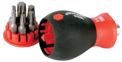 Wiha 38045 Stubby Screwdriver with Six-in-One Insert Bits, Torx