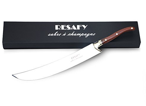 Resafy Sable de champán con caja de regalo, cuchillo de vino espumoso, espada de champán, abridor de champán