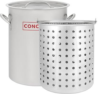 CONCORD 36 QT Stainless Steel Stock Pot w/Basket. Heavy Kettle. Cookware for Boiling (36)