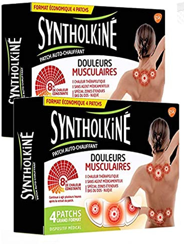 SyntholKiné Patch Chauffant Grand Format Spécial Dos - Lot de 2 Boîtes de 4 Patchs