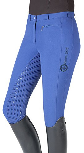 PFIFF 102235 Reithose Yasmin, Silikongrip Vollbesatz, Damenreithose, Mittelblau 36