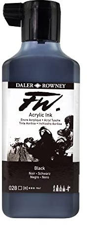 Daler-Rowney FW Acrylic Ink, Plastic Bottle, 6.09oz - 180 ml, Black