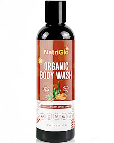 NatriGlo Natural Tea Tree Body Wash for Sensitive Skin, Itch, Body Odour| Natural Body Wash for Dry Skin |Shower Gel for Women & Men + Aloe Vera