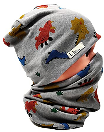 FUYAO Set di berretto e sciarpa in cotone per neonati e bambini, caldo per primavera, autunno e inverno, ideale per ragazzi e ragazze, 3-6 anni