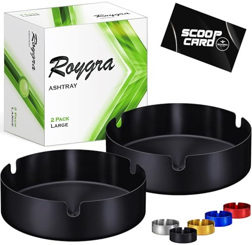 roygra Ash Tray (2 Pack), Outdoor Ashtray for Outside Patio with 3 Holders