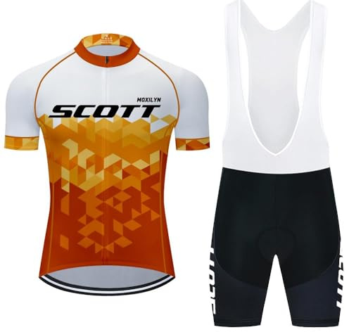 Moxilyn Abbigliamento Ciclismo Set Manica Corta Tuta Ciclismo Uomo Completo Ciclismo Estivo per Bici da MTB con Pantaloncini Imbottiti in Gel Traspirante