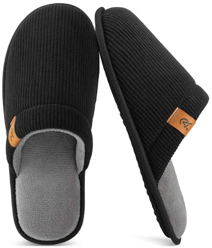 VeraCosy Chaussons respirantes douces pour hommes à mémoire foam intérieur outdoor l'été et l'automne pantoufles Bescheidenes Schwarz，44/45 EU