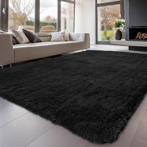 Sour Lemon Hochflor Teppich Grau Teppich Wohnzimmer 200x300 Waschbar Anti-Rutsch Extra Große Teppiche Schlafzimmer Flauschige Moderne Teppiche Matte Teppichen für Schlafzimmer Kinderzimmer