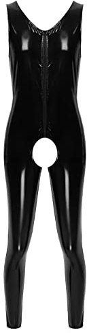 ZDSUHYIW Pantalones de piel sintética para hombre, ropa de club, leggins de látex, cintura alta, club, actuación, fiesta, discoteca, disfraz, leggings, cuero, traje de látex, traje sexy, Negro , XL