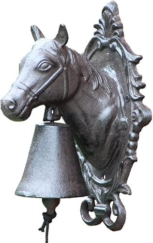 Gusseisen Türglocke, Wand montiert antike Türkling Robuste Türklingel, Retro-Pferdekopf-Türklingel, Gusseisen-Wandornamente, Vintage-Antike-Glocke, Bauernhaus-Stil, Dekoration for den Außenbereich, 25