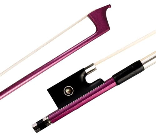 Geigenbogen voller Größe Rosafarbener Geigenbogen Aus Karbonfaser Umwickelt Mit Silbernem Draht Und Leder Aus Ebenholz Und Oku (Color : 3/4)