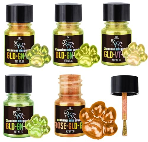 Chamäleon Mica Pulver - 5 Farbverschiebung Epoxidharz Farbe Pigment für Harz Kunst, Malen, Nagel, Becher - Chameleon Resin Pigment Powder Goldtöne für DIY Kerzen, Schleim, Seifen, Schmuckherstellung