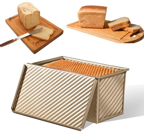 Aohcae Brotbackform mit Deckel, Kohlenstoffstahl Kastenform Brot mit Antihaftbeschichtung & Belüftungslöchern, Toastbrot Backform für Brote Gebäck Kuchen - 21 x 11 x 11,5cm