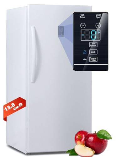 Upright Freezers, Freezer Upright, Convertible Fridge/Freezer, Frost Free Upright Freezer 13.8 cu ft with LED Light, Control Panel, White