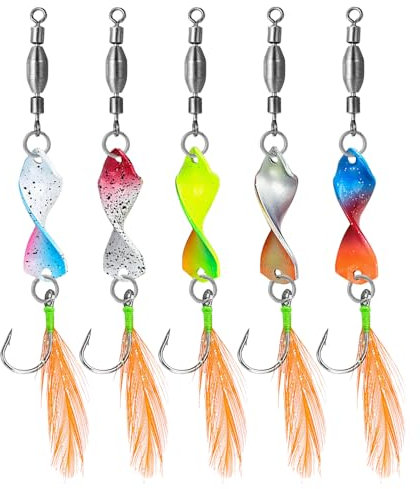 Riisoyu 5 Stück Forellen Spoon Set, Forellenköder Forellen Blinker Spoon Set mit Tasche Blinker Twist Angelköder Forellen Köder Angelzubehör zum Kunstköder Spinner Blinker Set AngelKöder