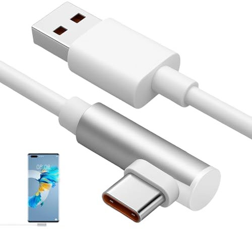 Huybaa Cavo USB C Ricarica 120W 6A, Cavo Usb Type-C 2m 90 Gradi, Cavo USB Type-C Turbo Ricarica Rapida per Xiaomi 14 Ultra 14 13T Pro 13T 13 12 Lite POCO X6 Pro M6 Pro M4