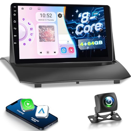 NHOPEEW Qualcomm 8 Core 4+64G DAB/DAB+ Autoradio per Ford Fiesta 2009-2017 - Radio da 9 pollici con supporto Carplay e Android Auto Wi-Fi e GPS ventola di raffreddamento DSP+ telecamera posteriore