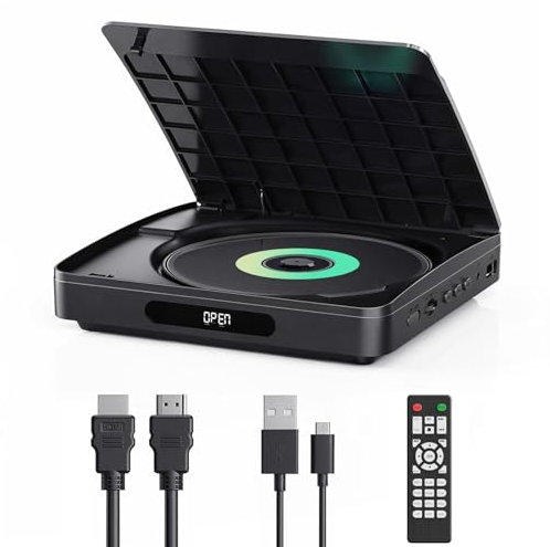 WOLFANG DVD-Player für Fernseher mit HDMI, Full HD Multi Region, Fernbedienung und Typ-C-Kabel, CD-Player für Heim-Stereoanlage, USB-Anschluss (Nicht Blu-ray)