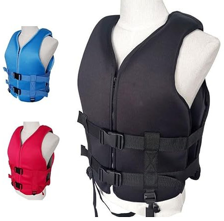 Generisch Schwimmweste Erwachsene 20-120 kg, Verstellbar Rettungsweste Kinder Erwachsene, Unisex Schwimmhilfe Auftriebsweste Erwachsene Kajakfahren, Surfen, Outdoor Wassersport,Schwarz,M