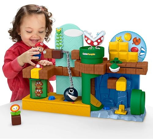 Fisher-Price Little People My Mario Adventure Playset Toddler Toy | Playset with Mario Figure & 1 Accessory, Video Game Sounds, Busy Activities, Fine Motor Skills, Kids 18+ Months, JHG61
