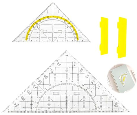 Juego de 2 Triángulo Geometría, Grande Geometría Triangular Con Mango Geo Triangle Con Transportador de áNgulos Mango para ei Dibujo TéCnico y Las MatemáTicas y ei Arte