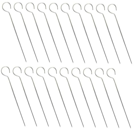 Veemoon 20 Brochetas de Acero Inoxidable para Asar 25X15 CM Brochetas de Metal para Kebab y Aperitivos Reutilizables para Barbacoa Ideales para Carne Pollo y Mariscos