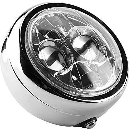 Walmeck Faro per Moto, Faro per Moto Vintage retrò Faro Rotondo in Alluminio LED, Installazione Facile, Visuale Migliore, Basso Consumo Energetico, Argento, Alta Trasmissione per