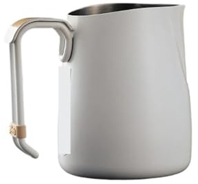 Bricco Latte Brocca for schiumare il caffè in acciaio inossidabile da 600 ml con linee di misurazione for uso domestico e nei bar(White 600ml)