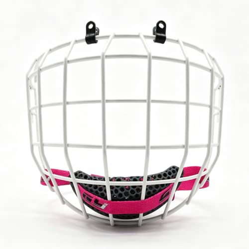 GY Maschera di ricambio per gabbia da portiere da hockey, in filo di ferro rotondo, per caschi da hockey su ghiaccio, leggera, 285 g, cromata elettroplaccata (piccola-bianco)