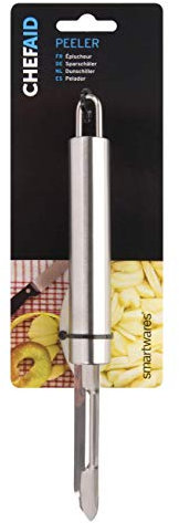 Chef Aid Double Edged Stainless Steel Peeler, Ideal for Removing the Peel and Skin from Fruit and Vegetables, Fitted with Easy Store Hanging Loop, Dishwasher Safe, Silver