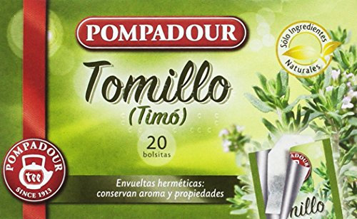 Pompadour - Té Infusion Tomillo, Pack de 5 x 20 bolsitas - Total: 150 g
