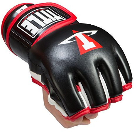 Title Conflict MMA Pro Fight Gloves, Black/White/Red, X-Large