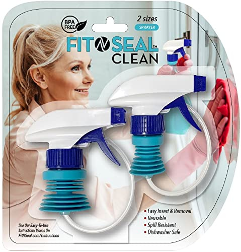 Universal Fitting Fit 'N Seal Spray Nozzle with Spray Top - Reuse Plastic Bottles - Fit 'N Seal Clean/Sprayer