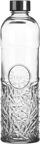 WESTCRAFT Oriental Bouteille d'eau en verre taillé de 1 l avec bouchon à vis, hermétique, joint en silicone, pour réfrigérateur, vintage, bord vintage
