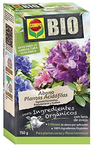 COMPO BIO Abono Plantas Acidófilas, Liberación lenta, Apto para agricultura ecológica, Pellets, 750 g