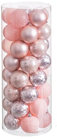 LOLAhome Set de 40 Bolas de Navidad combinadas de plástico Rosa de 6 cm