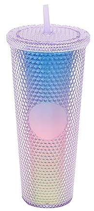 Floatdream Gobelet à Eau de Grande Capacité de 710 ML/24 OZ, Gobelet Plastique Réutilisable avec Paille, Tasse Double Paroi de Voyage, Convient Aux Smoothies, Café, Jus et Autres Boissons Froides