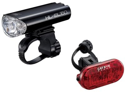 CatEye Bike Lights Set - 160 Lumen LED Front Bicycle Light Front and Back with OptiCube Lens | Multiple Modes, Long Runtime MTB | Cycling Lighting | EL-160/Omni 5 | CatEye Bike Accessories