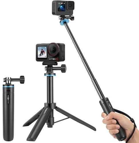 Mini Trípode con Palo de Selfie Extensible de 51cm Incorporado para DJI Osmo Pocket 3, GoPro Hero 13/12/11/10/9/Max, DJI Action 5 Pro/4, Insta360 X5/X4, AKASO EK7000 - Accesorios para cámara de acción