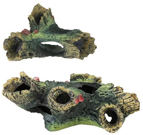 CJZZ Aquarium Deko 2 Stücke-Aquarium Höhle-Aquarium Deko Höhle-Aquarium Steine-Aquarium Zubehör-Garnelen Zubehör-Aquarium Zubehoer Deko-Baumloch Aus Harz Aquarium Dekoration