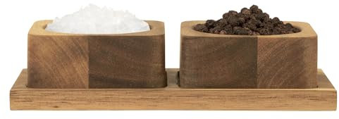 Salter BW12782EU7 Toronto Contenitori per la conservazione di sale e pepe - Include 2 scatole e vano portaoggetti, legno di acacia, ciotole per sale e pepe, contenitori per erbe, spezie e condimenti
