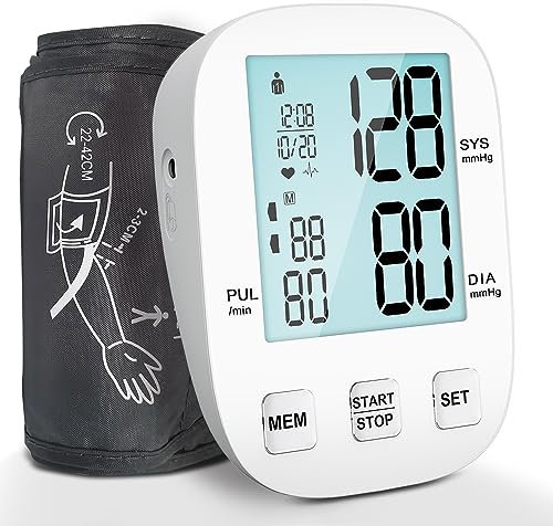 Blood Pressure Monitors, Arm Blood Pressure Machine for Home Use, Digital BP Monitor Blood Pressure with Large Cuff and Backlight Display, Cuff 22-47 CCM, 2x99 Memory Sets