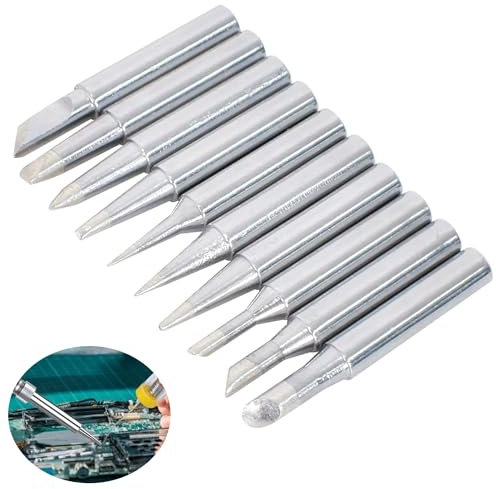 10-Pack 900M-T Series Soldering Iron Tips - Durable, Lead-Free Copper & Iron Tips for Electronic Repairs & DIY Projects, Hakko, Radio Shack, Soldering Station