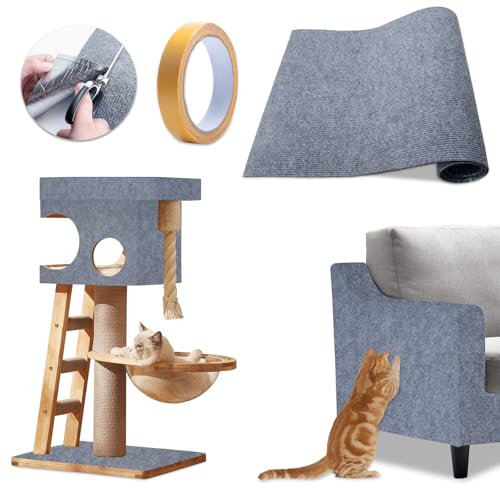 IHKFILAN Kratzmatte Selbstklebend, kratzmatte Katze, DIY-Kratzbrett, Sofa Anti-Kratz-Pad, Anti-Kratz-Band für Katzenständer, Katzenkratzbretter, Kratzwand 200 x 40 cm (Grau)