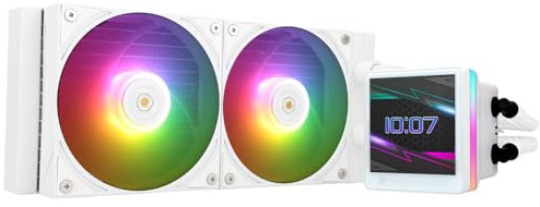 Thermalright Grand Vision 240 ARGB Blanc AIO CPU Liquid Cooler, écran LCD IPS avec résolution 480x480, pour AM4 / AM5 / LGA1851 / 1700, écran LCD absorbant magnétique de 3,4 pouces
