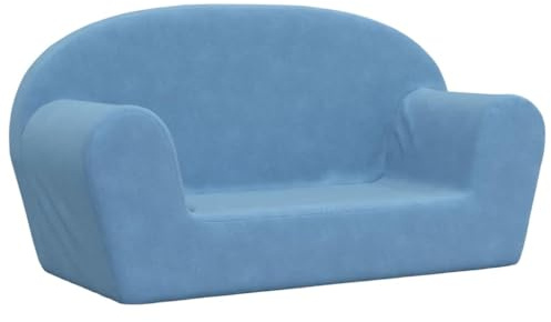 vidaXL Barnsoffa 2-sits blå mjuk plysch