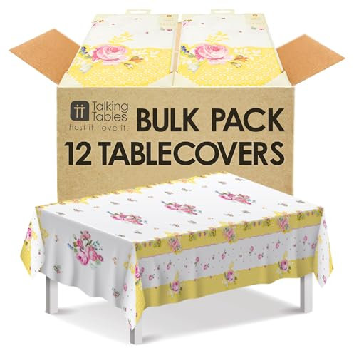 Talking Tables 12 x Pretty Floral Paper Table Covers for Tea Party Decoration Vintage Floral Disposable Tablecloth Truly Scrumptious, Birthday, Baby Shower, Wedding & Anniversary 180 x 120cm