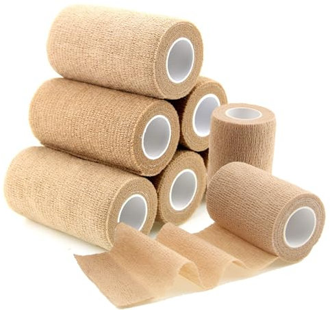 6 Rollen Selbstklebender Verband, Elastische Binde, Mullbinden, Verband Selbsthaftend, 10 cm x 4,5m, Für Stretch Sportler Handgelenk Knöchel, Tierische