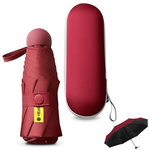 Sykrawki Paraguas Plegable Ultra Compacto para Viaje - Portátil, 8 Costillas Resistente al Viento | Protección UV 99% Impermeable | Unisex para Hombres y Mujeres